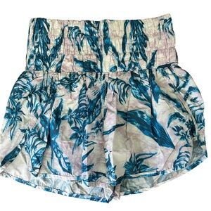 Free People Movement The Way Home Workout Shorts Size M White Pink Floral Print
